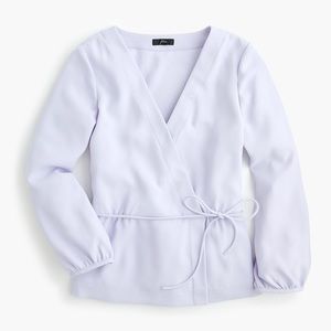 JCrew Drapey Faux-wrap Crepe Top in Lavender